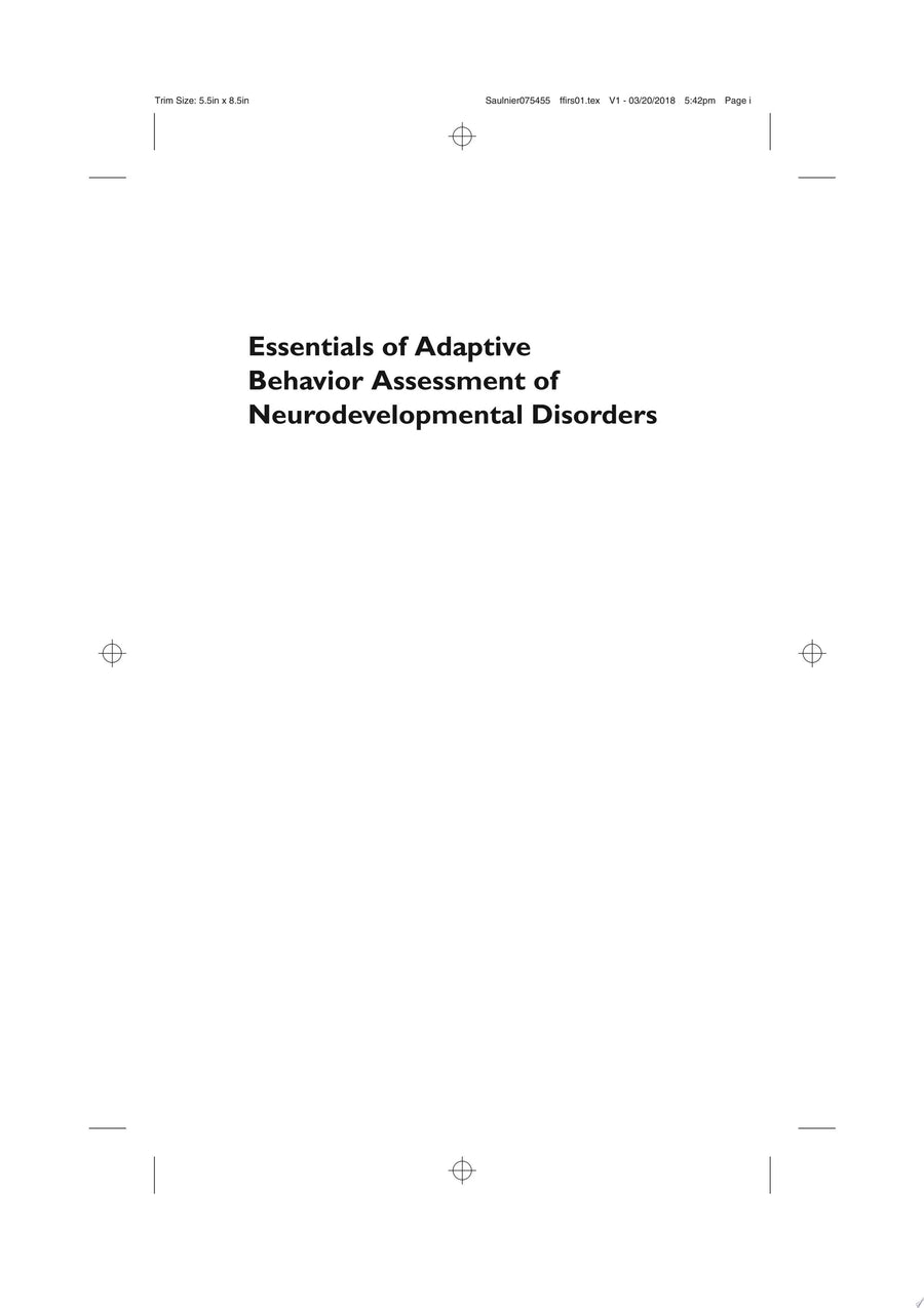 Essentials of Adaptive Behavior Assessment of Neurodevelopmental Disorders by Celine A. Saulnier