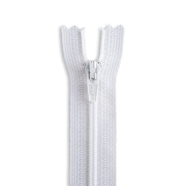 YKK #5 6" Nylon Coil Non-Separating Pant / Skirt / Dress / Boot / Bag / Upholstery Zipper - White (501)